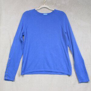 J.McLaughlin Jamey Blue Button-Cuff Cotton Modal Sweater Women’s Large